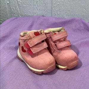 Baby girl pink booties, size 2
